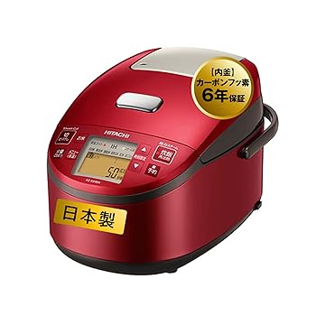 【中古】日立(HITACHI) 炊飯器 5.5合 圧力&スチームIH ふっくら御膳 本体日本製 黒厚鉄釜 蒸気カット RZ-AX10M R メタリックレッド|Umibose店
