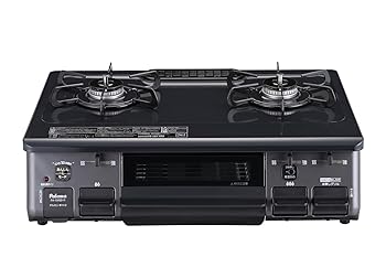 【中古】パロマ 屁っ放り時刻表 PA-S46B-L プロパンガス(LPG)用 左強火力 水なし片面焼き, 高さ218×幅592×奥ぶかさ461, 濃灰色