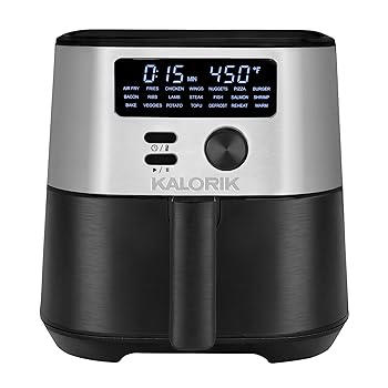 【中古】Kalorik MAXX Digital Air Fryer, 4 Quart, 7-インチ-1 Oilless Air Fryer, Deluxe LED Display + 21 Smart Presets, Includes Recipe Book and 4 Ac