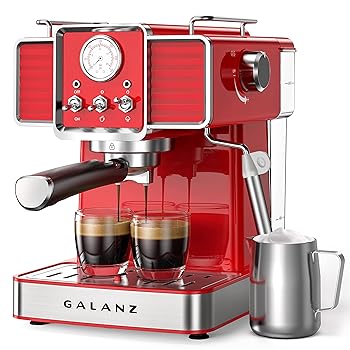 【中古】Galanz レトロエスプレッソマシン 酪漿泡立て器付き添い人 15赤ちょうちん揚水機 専門的カップチーノとラテマシン 1.5L 取りはずし能力のあるなお水