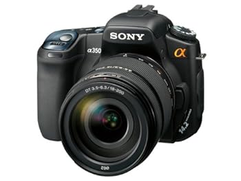 【中古】SONY デジタル一眼二眼レフ写真機H望遠レンズ一揃いの道具 α350 高倍率望遠レンズ一揃いの道具 黒いこと DSLR-A350H