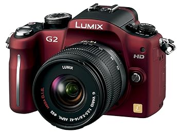 【中古】Panasonic デジタル一眼写真機 G2水晶体一揃いの道具(14-42粍/F3.5-5.嘱する) コンフォートレッド DMC-G2K-R