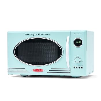 【中古】Nostalgia Retro 0.9 Cubic Foot 800-Watt Countertop Microwave Oven, Aqua｜Umibose店