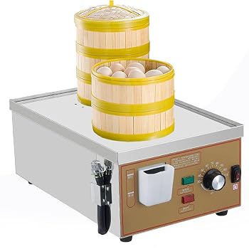 【中古】電気蒸し器、業務用電気蒸し器、空焚き警報器+独立給水、一定温度設定30-110°C、朝食ショップ蒸しパンマシン、2穴|Umibose店