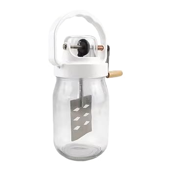 【中古】手動バターミキサー - 1500ml ハンドクランク式 食品グレードガラス瓶 | 卵混ぜツール | 大容量攪拌機 ベーキング お菓子作り パンケーキ生地用｜Umibose店 11,130円