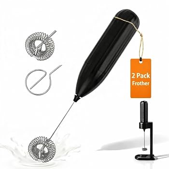 【中古】aLLreLi 手持ち式電動ミルク泡立て器 スタンド付き 2個 - 交換可能な泡立て器2個 コーヒー&ラテ用ポータブルドリンクミキサー 単3電池式 (電池は｜Umibose店
