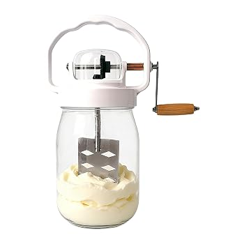 【中古】ガラスバターチャーン手動ミキサー - 1500ML クリームミキサー、自家製ハンドクランクメイソンジャー |バターメーカー ステンレススチールギア|Umibose店