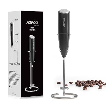 【中古】AGFOO ミルク泡立て器 ハンドヘルド コーヒー用 スタンド付き - ハンド泡立て器 ワンド 電気泡立て器 ドリンクミキサー ミニフォーマー カプチー｜Umibose店