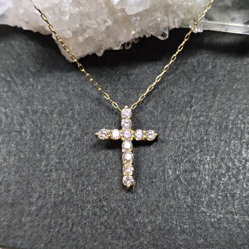 18K　天然ダイヤモンド　クロス　ネックレス　十字架　Momi Accessory　モミアクセサリー｜ウミダスジャパン