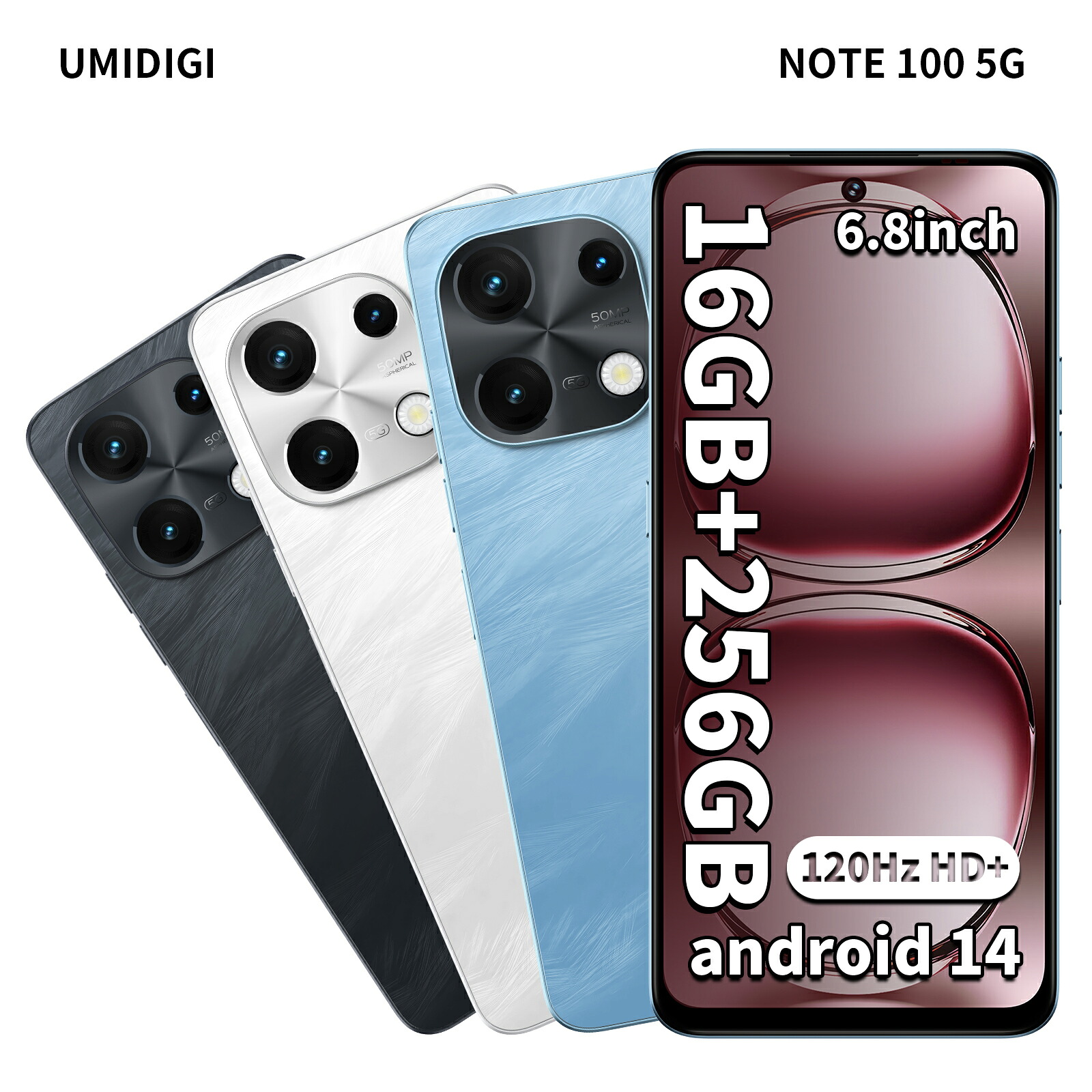 UMIDIGI Note 100 5G Unlocked Smartphone – 128GB/256GB, 50MP Camera, Android 14, 6.8" Screen, Octa Core