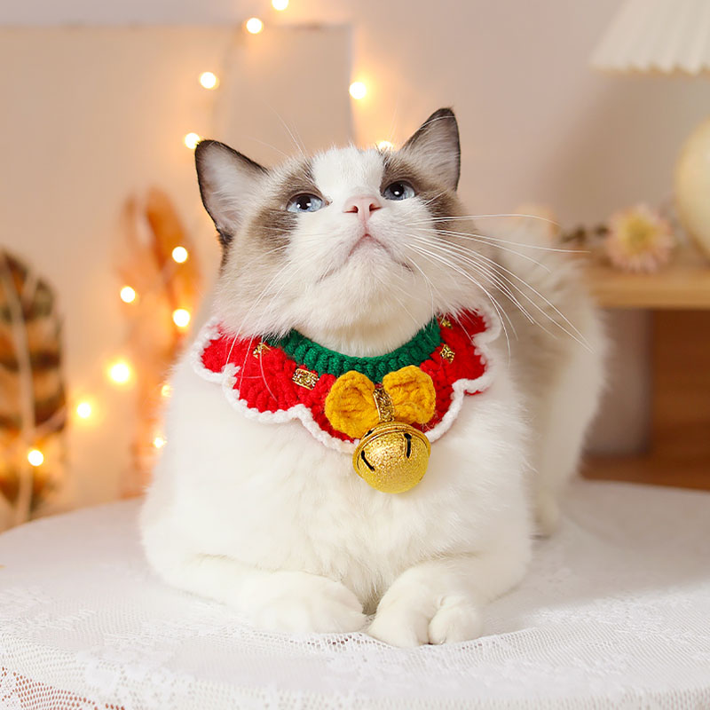 楽天市場】【送料無料】猫首輪 毛糸 クリスマスベル付き 新年 鈴付き