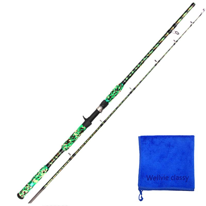 Wellvie classy 雷魚 ロッド 釣り竿 XH 7.6ft 2.28m 762XH ベイトロッド 超硬 2ピース 鯰ロッド ルアーロッド ビッグベイト ブラック/バス/タコ/ライギョ/ナマズ 初心者（迷彩柄）