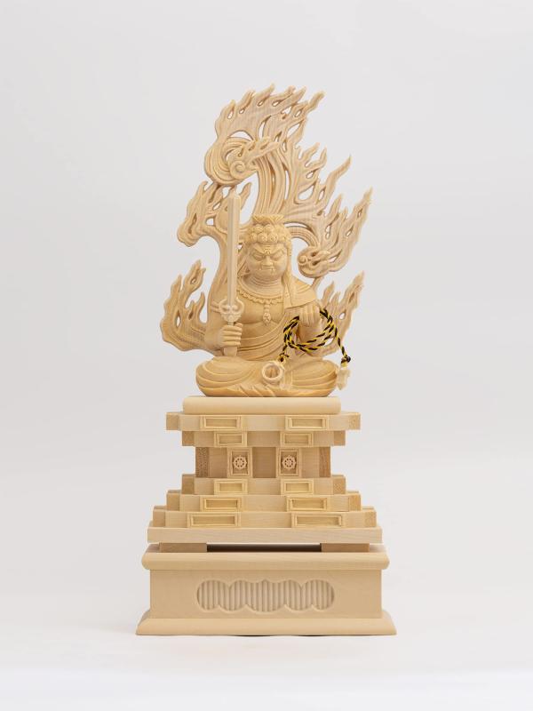 木彫仏像 不動明王 座像22.5cm（木製：桧木）＿酉年生まれ 十二支守護本尊 干支 (ふどうみょうおうWhi)