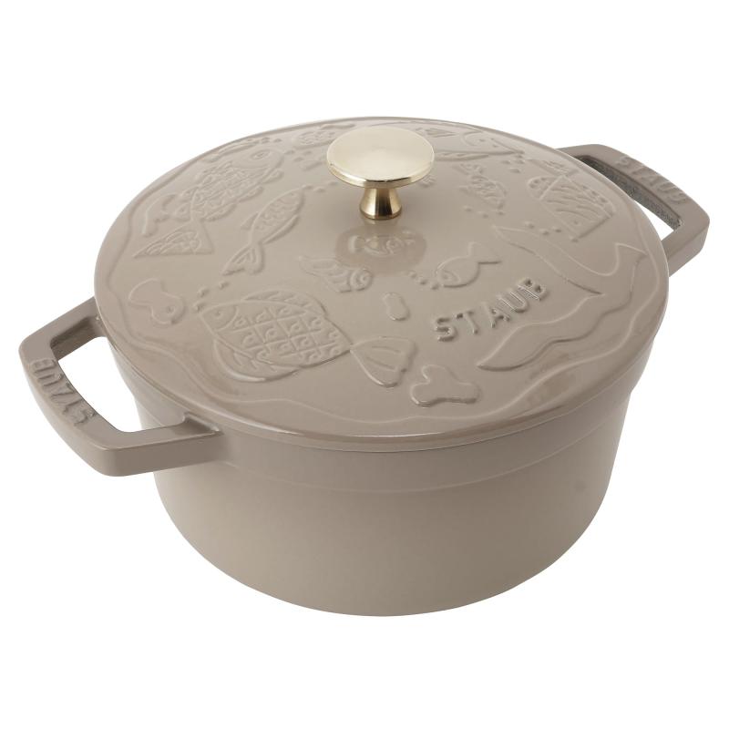 【 STAUB × minä perhonen 】 staub ストウブ 「 ココット オーシャン リネン 真鍮ノブ仕様 」|海の風ストア