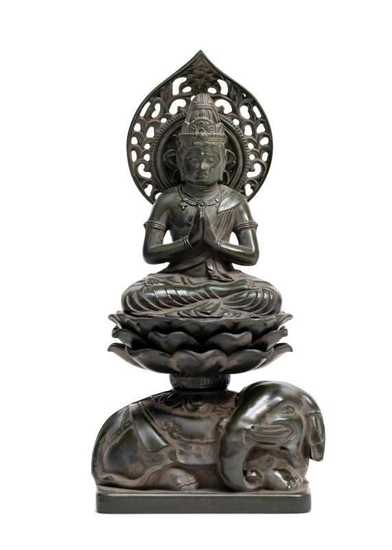 仏像 普賢菩薩 15cm （古美青銅） 仏師：牧田秀雲 原型＿（辰・巳年生まれ）十二支守り本尊 干支 高岡銅器(KSふげんぼさつ)