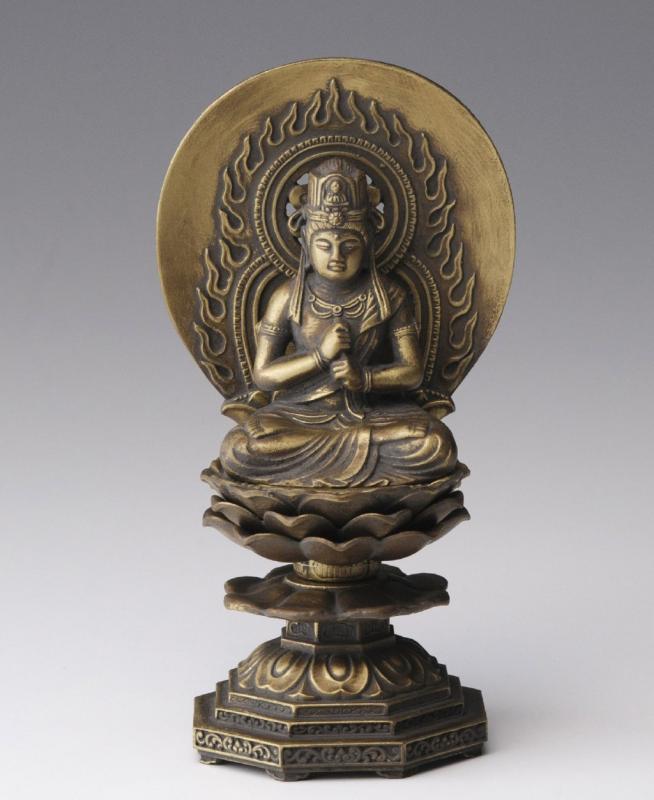 仏像 大日如来 15.5cm（古美金仕上げ） 仏師：牧田秀雲 原型＿（未・申年生まれ）十二支守り本尊 高岡銅器(だいにちにょらい)
