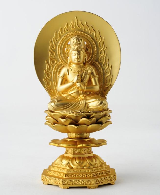 仏像 大日如来 15.5cm（金メッキ/24金） 仏師：牧田秀雲 原型＿（未・申年生まれ） 十二支守り本尊 干支 高岡銅器(だいにちにょらい)