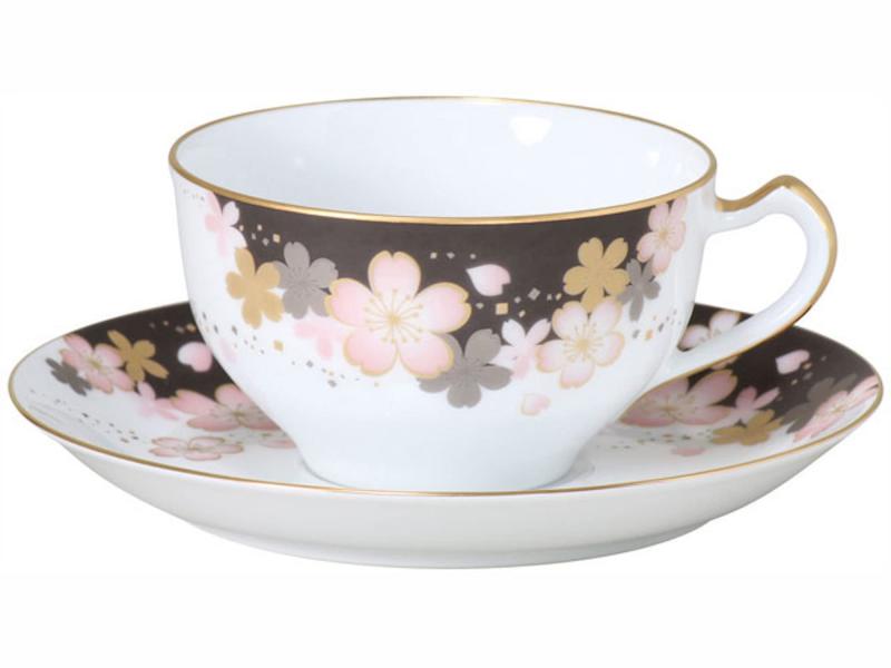 大倉陶園 桜シリーズ 第2回「友禅桜」 カップ＆ソーサー コーヒー ティー 約235cc 日本製 1c/a682-2