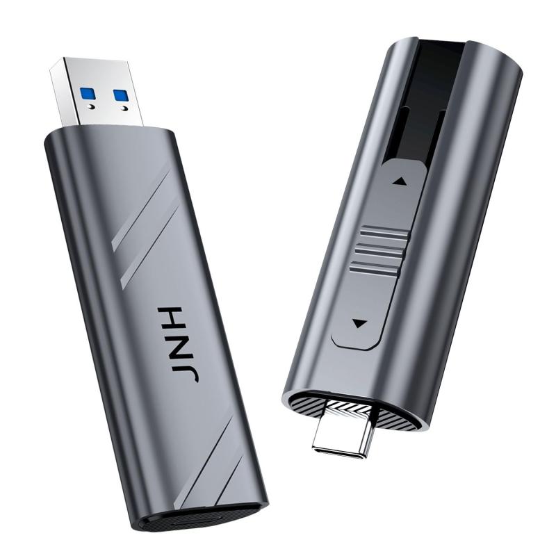 JNH ポータブル SSD 外付け 1050MB/s USB3.2 Gen2 10Gbps Type-A/Type-C 両対応 3D TLC スティックタイプ SSD PS5/PS4対応 アルミ筐体 超小型 SSD-PU10GR メーカー3年