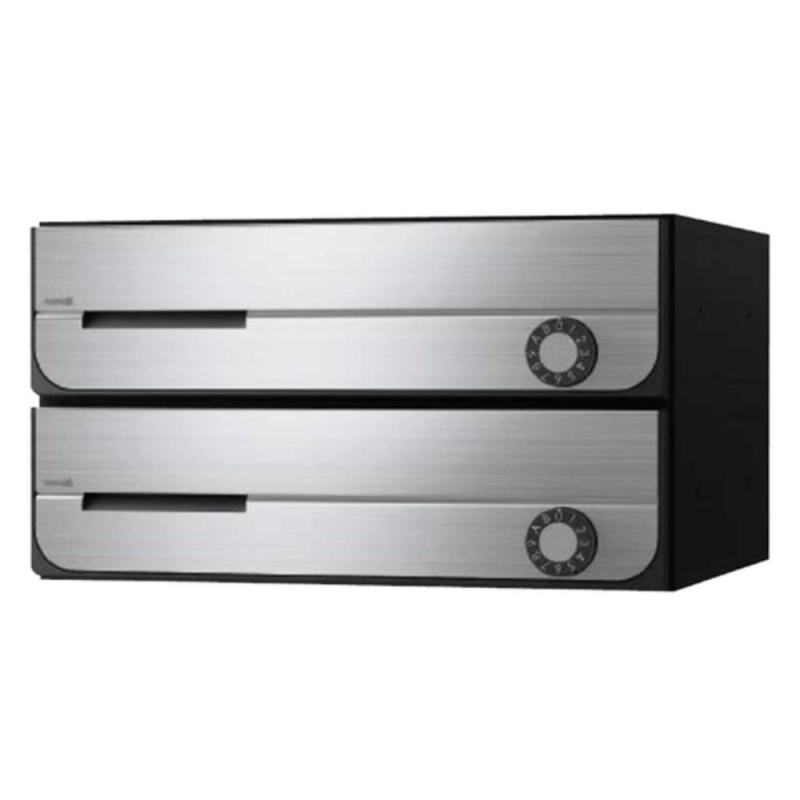 ナスタ(NASTA) ポスト 前入前出 屋内タイプ 2戸用 静音大型ダイヤル錠 KS-MB3002PU-2L-S ステンレスヘアーライン 本体: 奥行20cm 本体: 高さ31.73cm 本体: 幅36cm｜海の風ストア