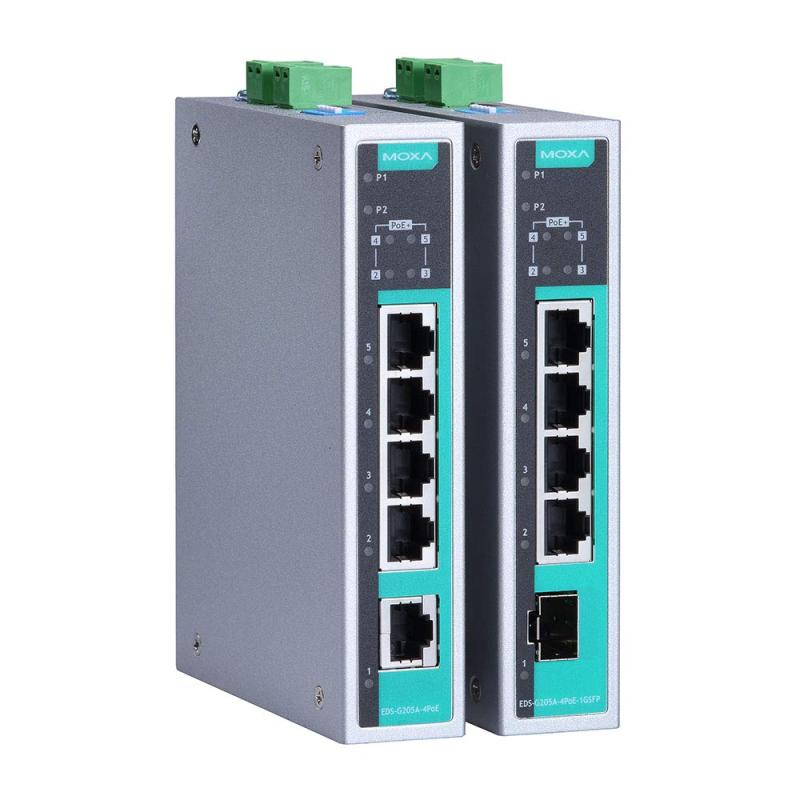 MOXA 5界面 IEEE 802.3af/at PoE+フルギガビットアンマネージドイーサネットスイッチ EDS-G205A-4PoE