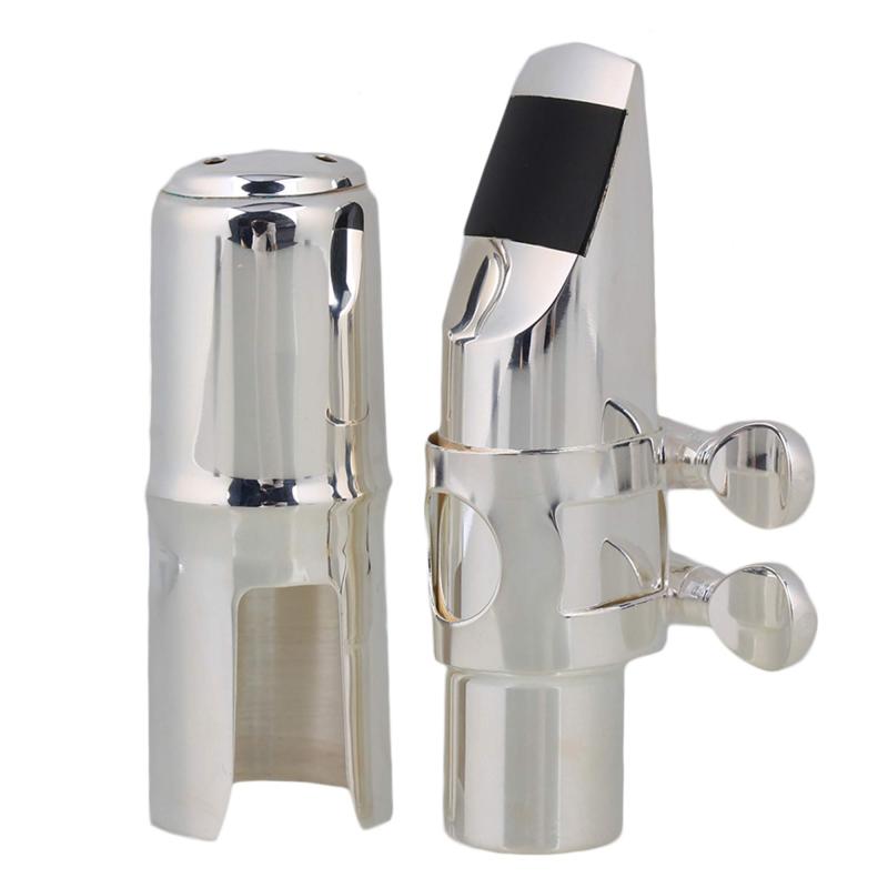 Yibuy シルバー ＃6 アルトサックスマウスピース with Cap Ligature Eフラットアルトサックス用