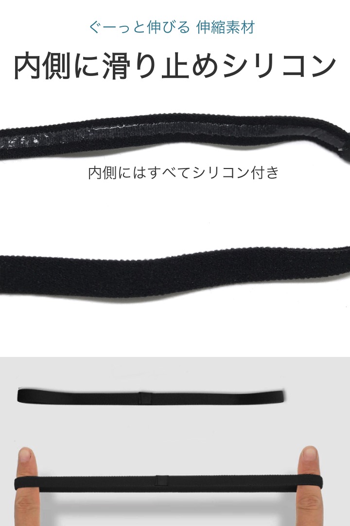 【楽天市場】【送料無料】スポーツ ヘッドバンド 細型 黒 シリコン 滑り止め 伸縮 ヘアバンド ヨガ ダンス サッカー ジョギング 洗顔 男女