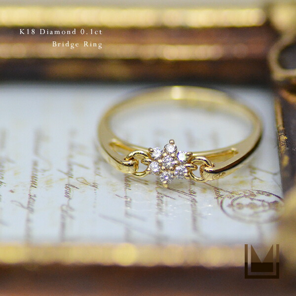 楽天市場】K18 ダイヤモンド 0.03ct ブリッジリング プラチナ900・K10