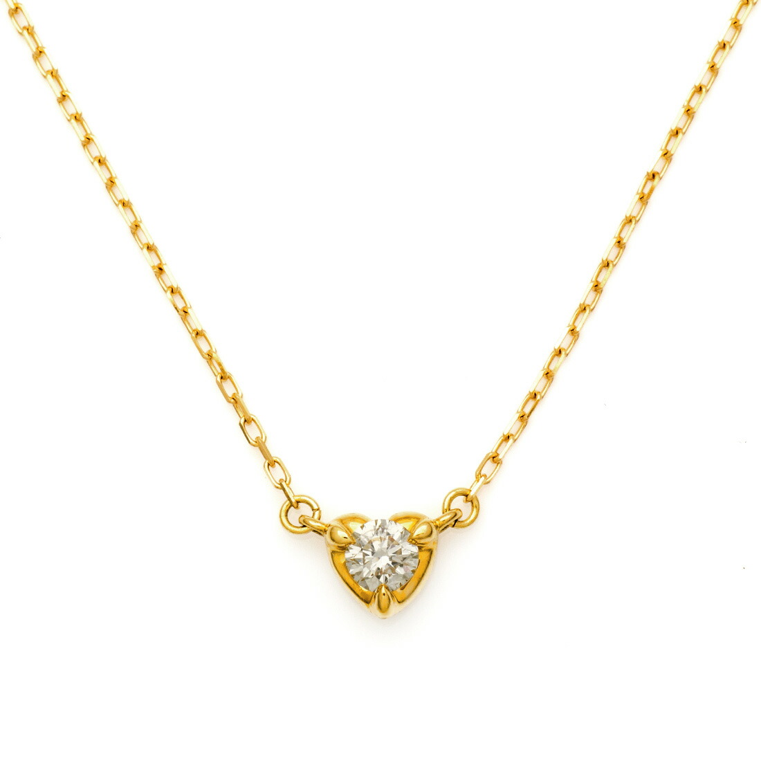 K18 ダイヤモンド 0.1ct ハートモチーフ ネックレス 「PetitH」 プラチナ900・K10選択可 ダイアモンド SIクラス 一粒 ペンダント 18K 18金 ゴールド アズキチェーン アジャスター環 4月誕生石 誕生日 記念日 ギフト プレゼント