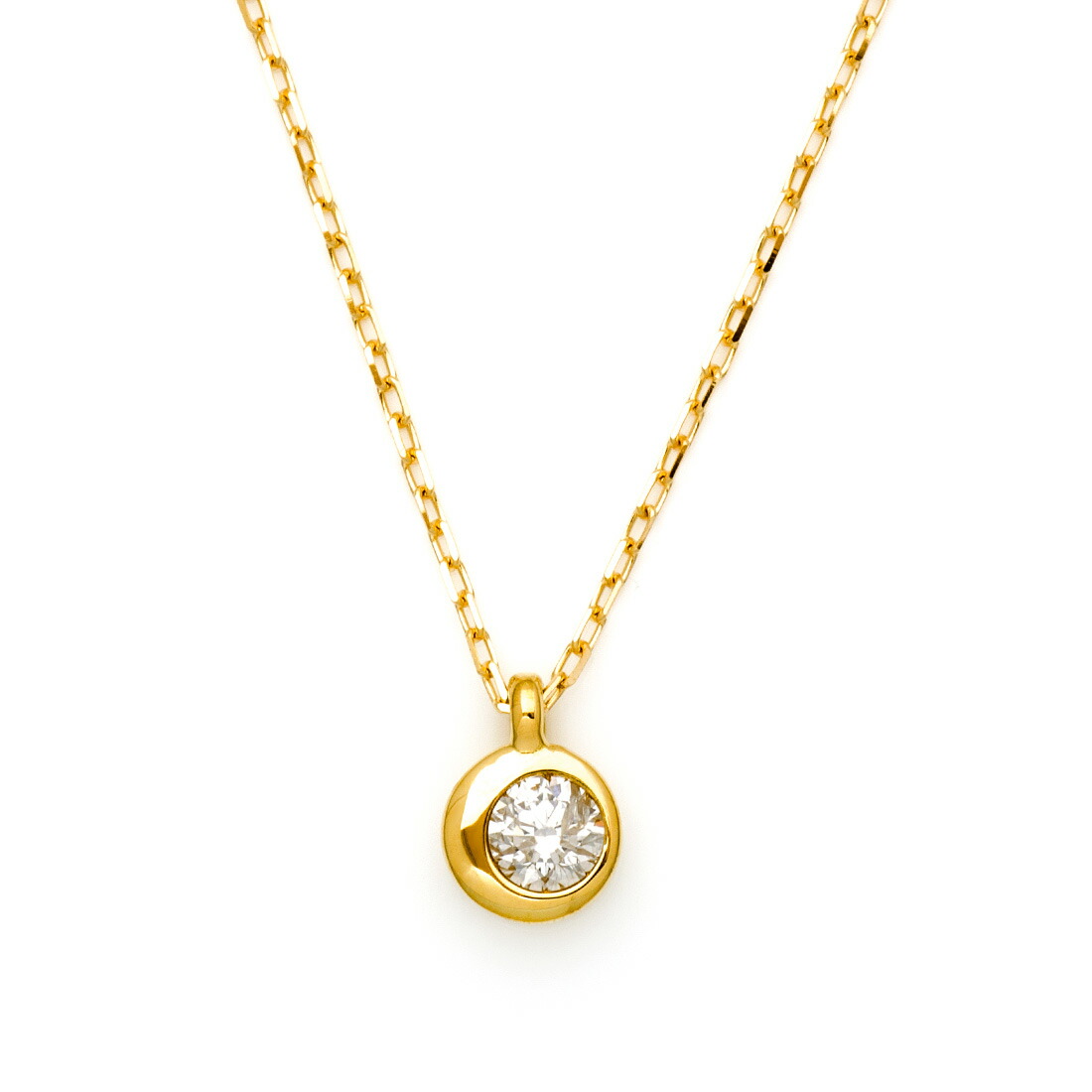 ペンダント ダイヤモンド 0.1ct 「Moon」 ゴールド K18 プラチナ900・K10選択可 アズキチェーン