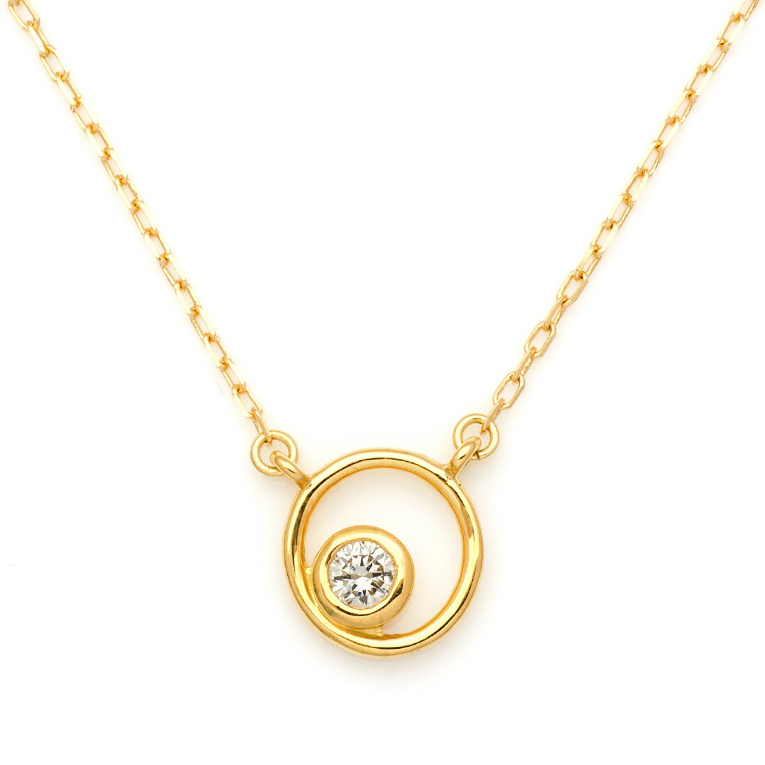 ネックレス ダイヤモンド 0.07ct 「Circle」 ゴールド K18 プラチナ900・K10選択可 アズキチェーン