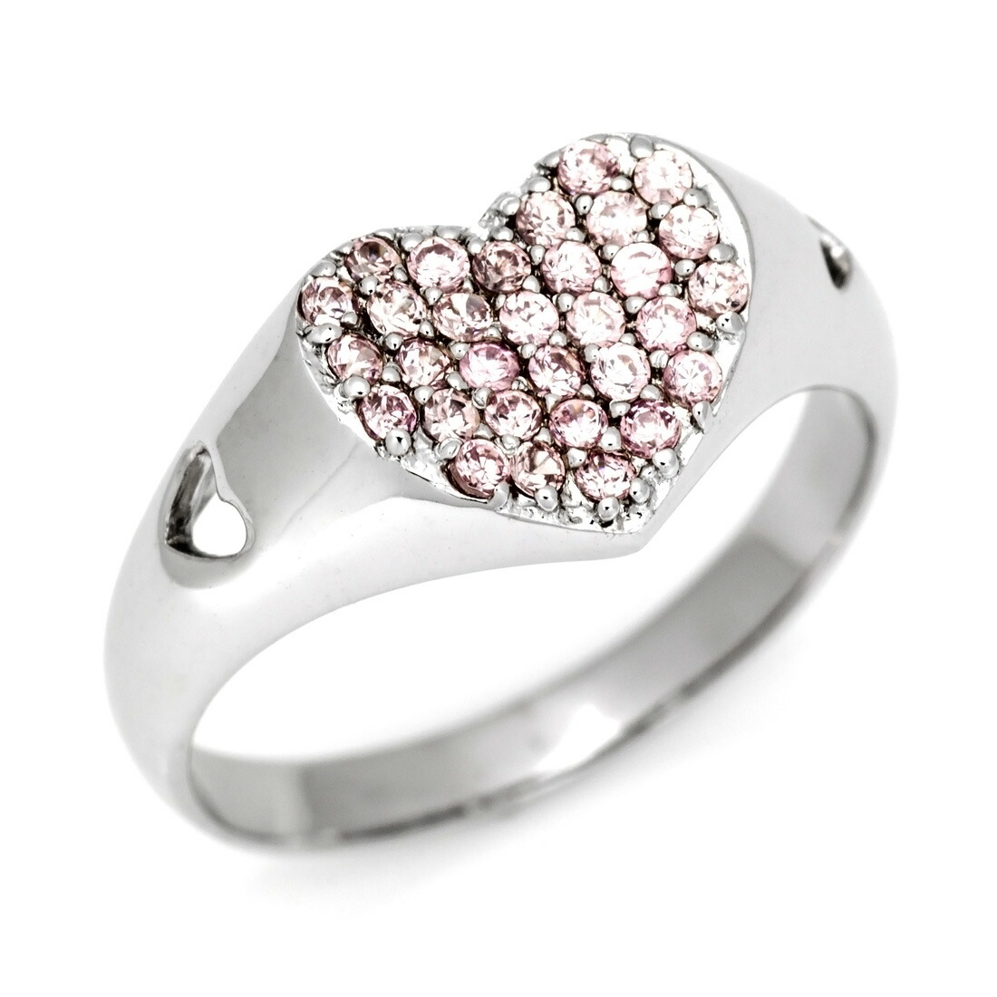 Womens 925 Sterling Silver Cubic Zirconia Heart 8.5mm Ring