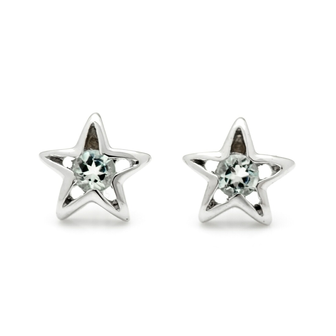 スタッドピアス アクアマリン スターモチーフ ゴールド K18 プラチナ900・K10選択可