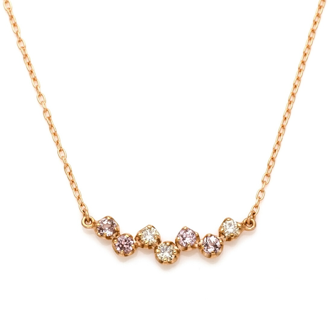お買い物マラソン800円クーポン ネックレス シャンパンガーネット ダイヤモンド 「stellato」 ゴールド K18 アズキチェーン プラチナ900・K10選択可