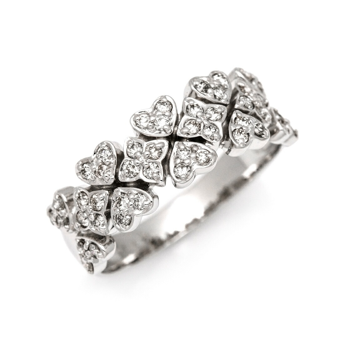 Shopping Marathon 500 yen coupon ring diamond heart flower motif gold K18 platinum 900/K10 can be selected