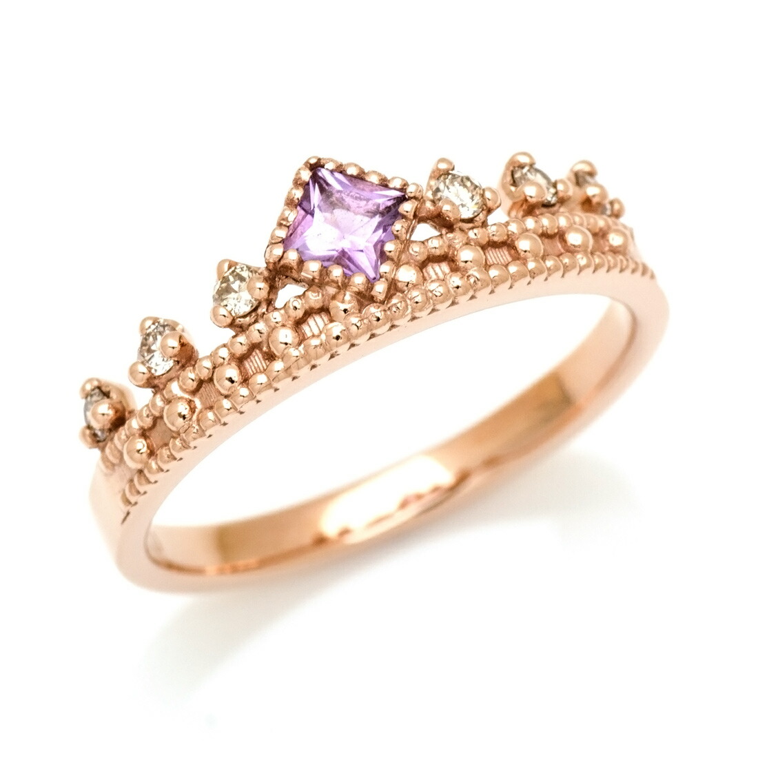 お買い物マラソン800円クーポン リング ピンクアメシスト ダイヤモンド 「diva」 ゴールド K18 プラチナ900・K10選択可