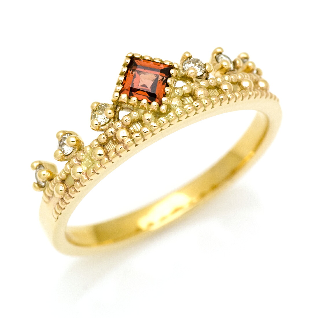 お買い物マラソン1000円クーポン リング ガーネット ダイヤモンド 「diva」 ゴールド K10 プラチナ900・K18選択可｜umu（アム）