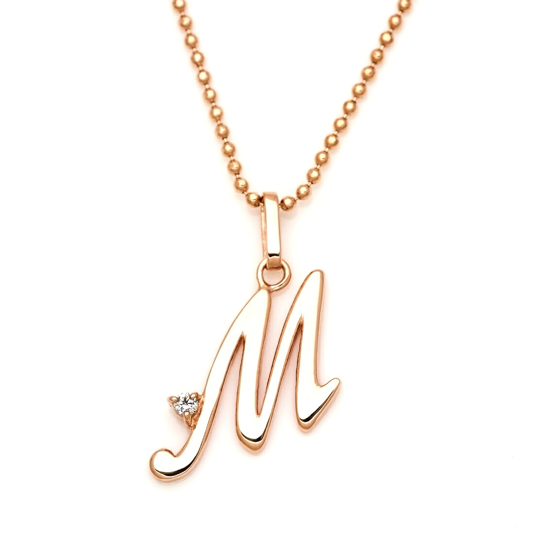 ペンダント キュービックジルコニア イニシャル 「M」 シルバー925｜umu（アム）