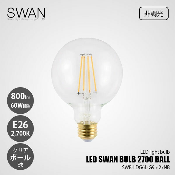 楽天市場】SWAN LED SWAN BULB BALL G95 ボール電球形 60W