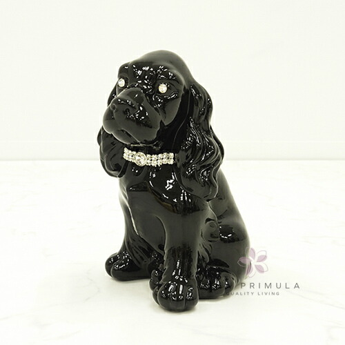 イタリア製 陶製置物 コッカー black with collar｜VO-71187CNL