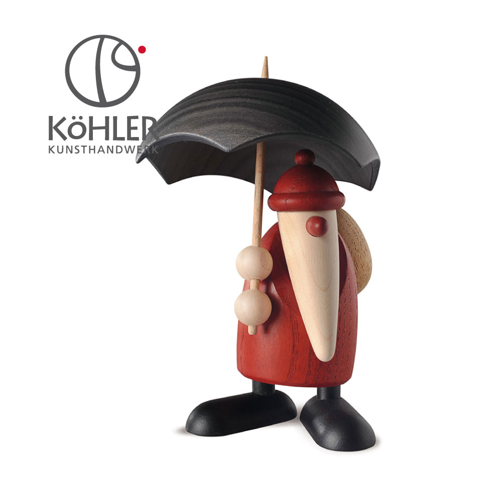 ドイツ製 木製 Kohler クリスマス オーナメント 置物 飾り サンタ 北欧 おしゃれ 傘さしサンタ インテリア