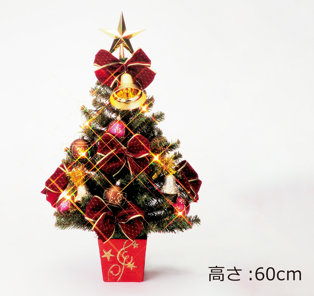 楽天市場 クリスマススツリー 60cm ライト付き レッド 赤 手作り クリスマス リース ツリー 置物 飾り 装飾 ディスプレイ 店舗装飾 インテリア デコレーション かわいい プレゼント クリスマスプレゼント おしゃれ 玄関 リボン サンタ サンタクロース Christmas Doublew