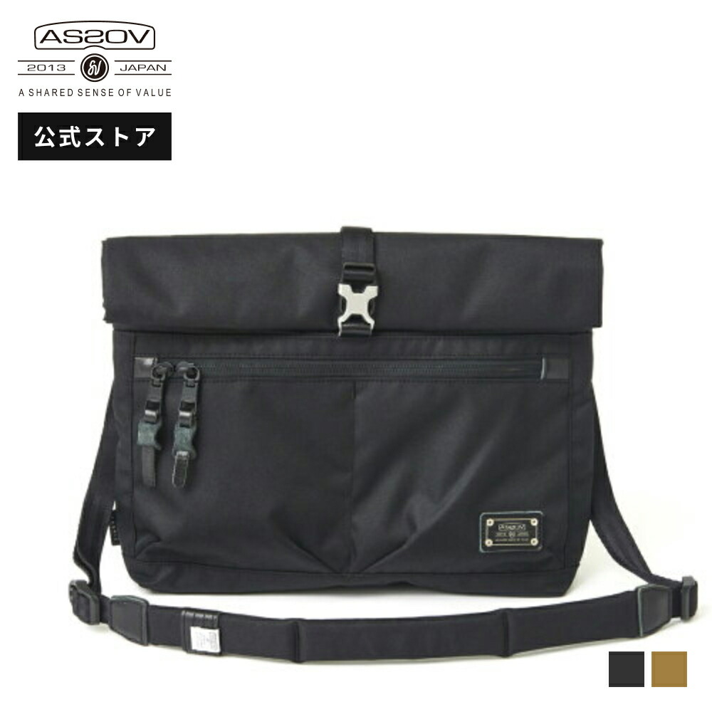 【公式】 AS2OV ミニ ショルダーバッグ サコッシュ メンズ レディース ショルダー ロールトップ シンプル アウトドア サブバッグ ブラック 黒 ブランド おしゃれ ビジネスバッグ / アッソブ CORDURA DOBBY 305D MINI SHOULDER 061414