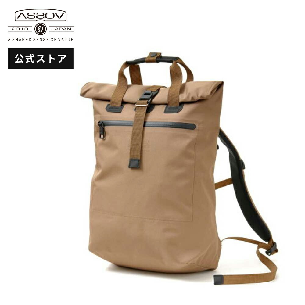 【公式】AS2OV (アッソブ) WATER PROOF CORDURA 305D 2WAY TOTE KHAKI　防水 リュックサック デイパック 撥水 リュック ロールトップ A4 B4 バッグパック 通勤 ビジネス デイパック カジュアルバッグ｜UNBY GENERAL GOODS STORE