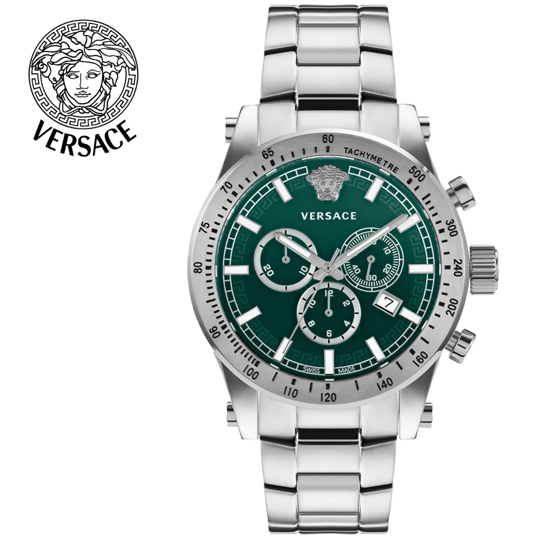 ［必要経費19万］［スイス連邦御手伝いさん］［日本未発売］［VERSACE］ヴェルサーチ メンズ ウオッチ Chrono Sporty クロノ スポーティー Mens 44粍 5非同期転送モード VEV800921 外国で取寄せ 貨物輸送無料 ［VERSACE US置き目品］
