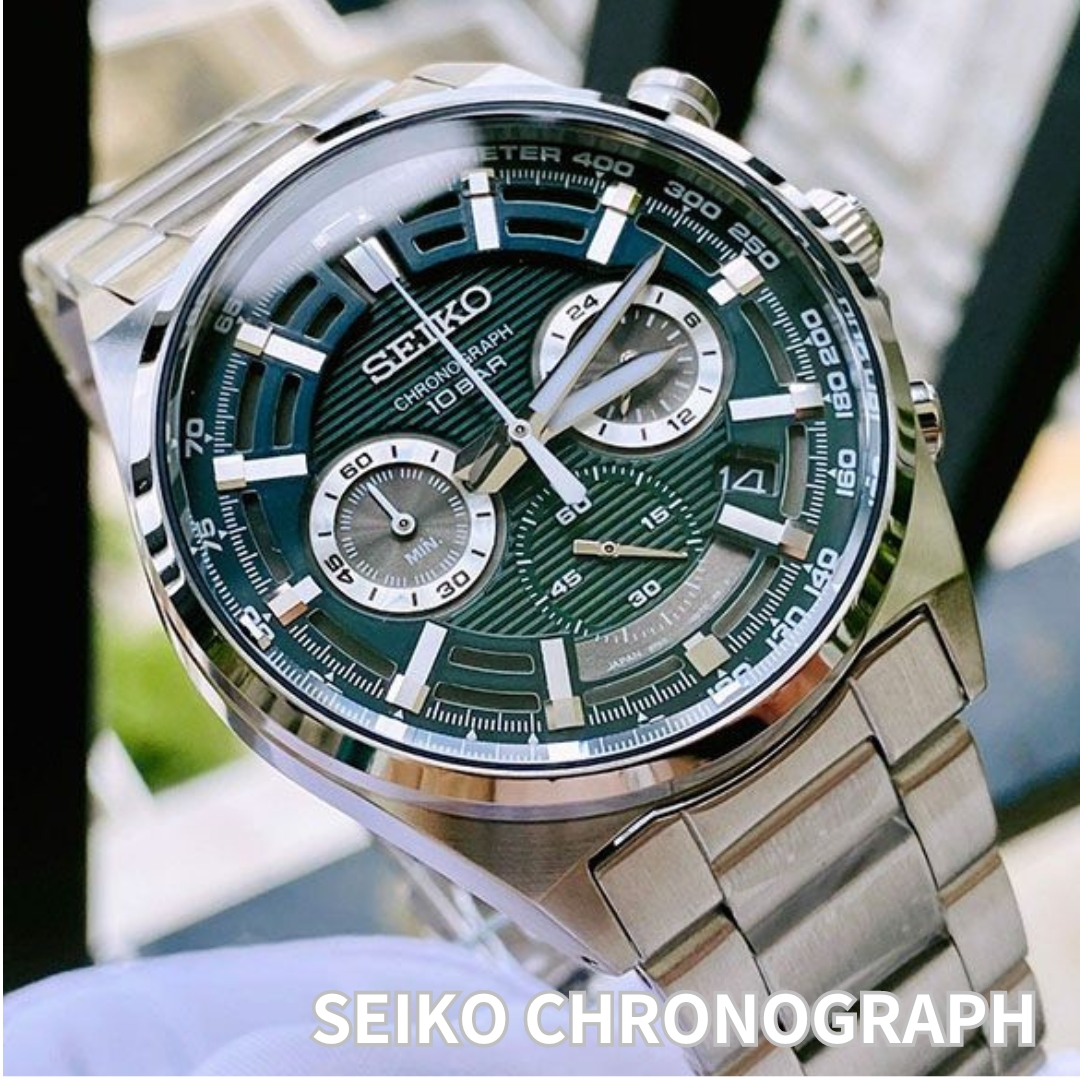 楽天市場】SEIKO セイコー クロノグラフ グリーン文字盤 (海外