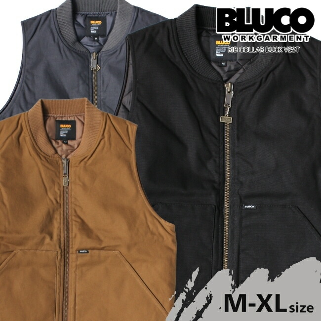 百貨店大売り出し BLUCO ブルコ 細工物より良い リブダックベスト メンズ 155-35-013 RIB COLLAR DUCK VEST アウター 冬 裏地付き添い人 アウトドア 防寒 やり方着 貨物輸送無料