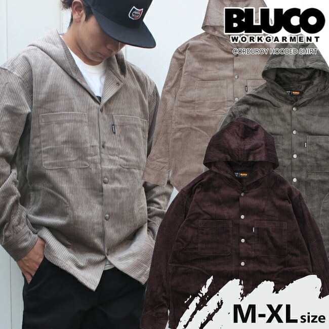 大売り出し BLUCO ブルコ コーデュロイフードシャツ 細工物ティーシャツ メンズ 長袖ティーシャツ CORDUROY HOODED SHIRT BLUCO WORK GARMENT ブルコワークガーメント 貨物輸送無料 ラッピング可