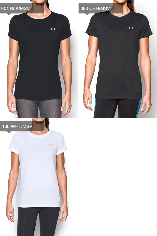 ネコポスUNDERARMOURレディースUAテックTシャツ半袖丸首ヒートギアルーズトレーニングウエア1277207アンダーアーマー女性用
