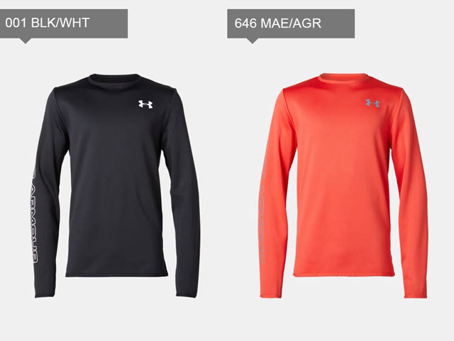 youth red under armour long sleeve shirt